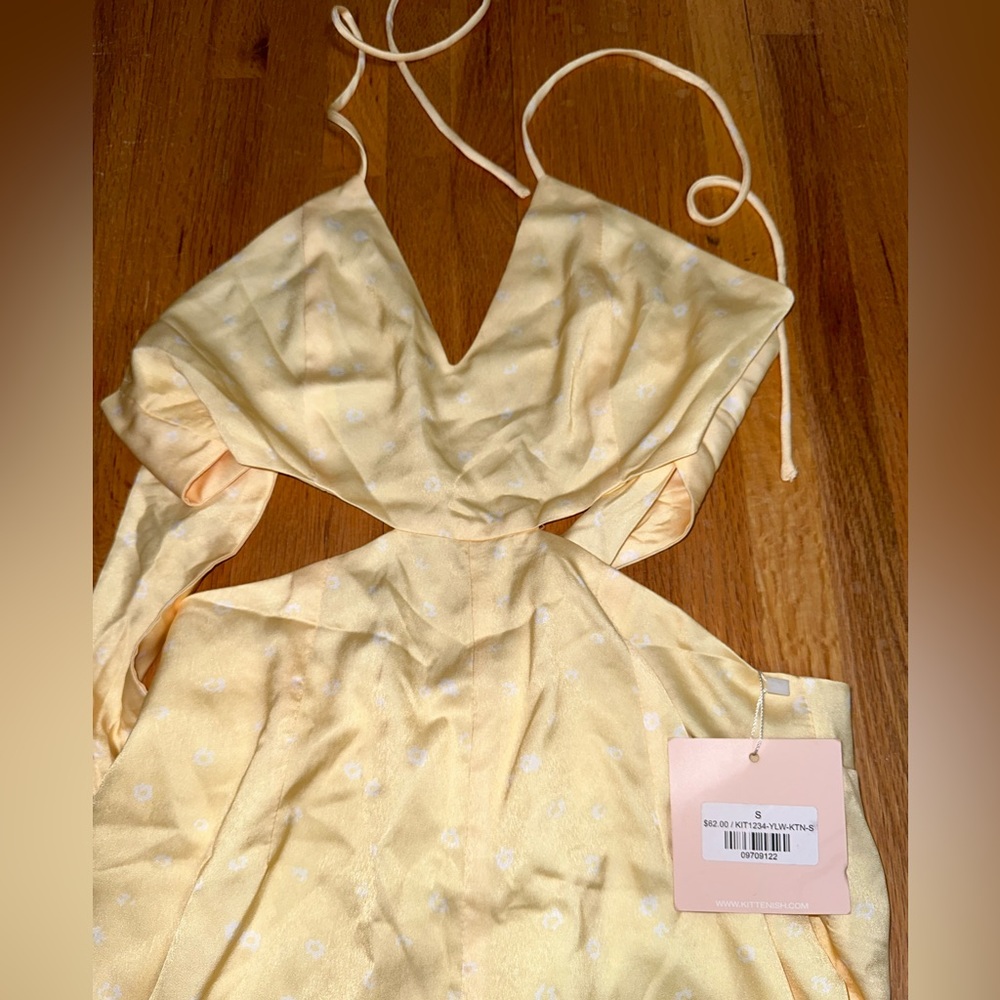 Kittenish yellow polka dot jumpsuit NWT small!
